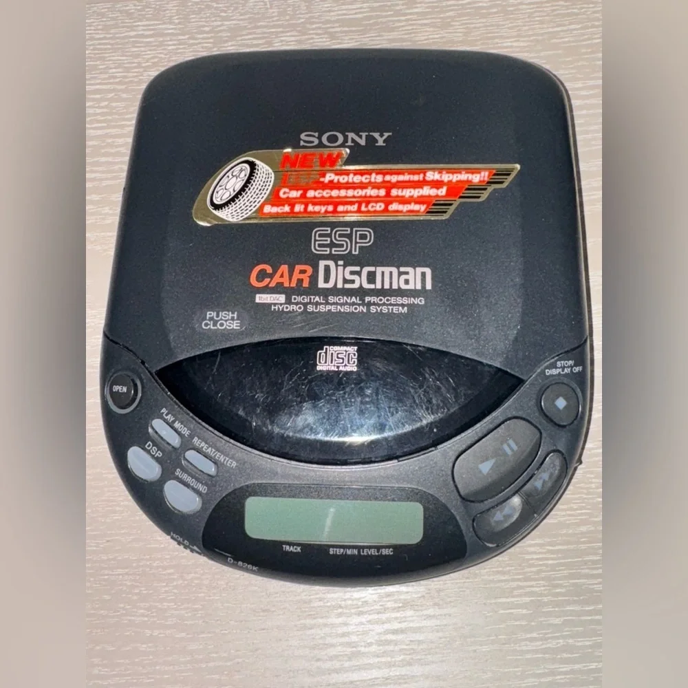 Sony Black ESP Car Discman D-826K Portable Compact CD Player With Accessories